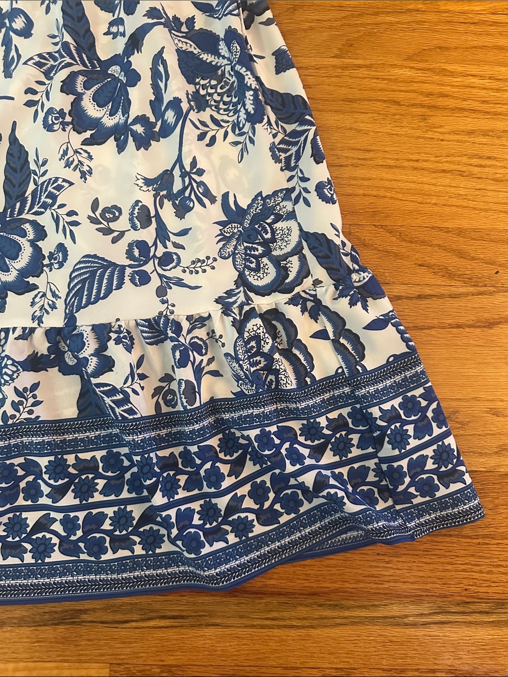 Emory Rose Blue & White Floral Midi Dress - Casual Summer Style Sz L - Picture 8 of 9